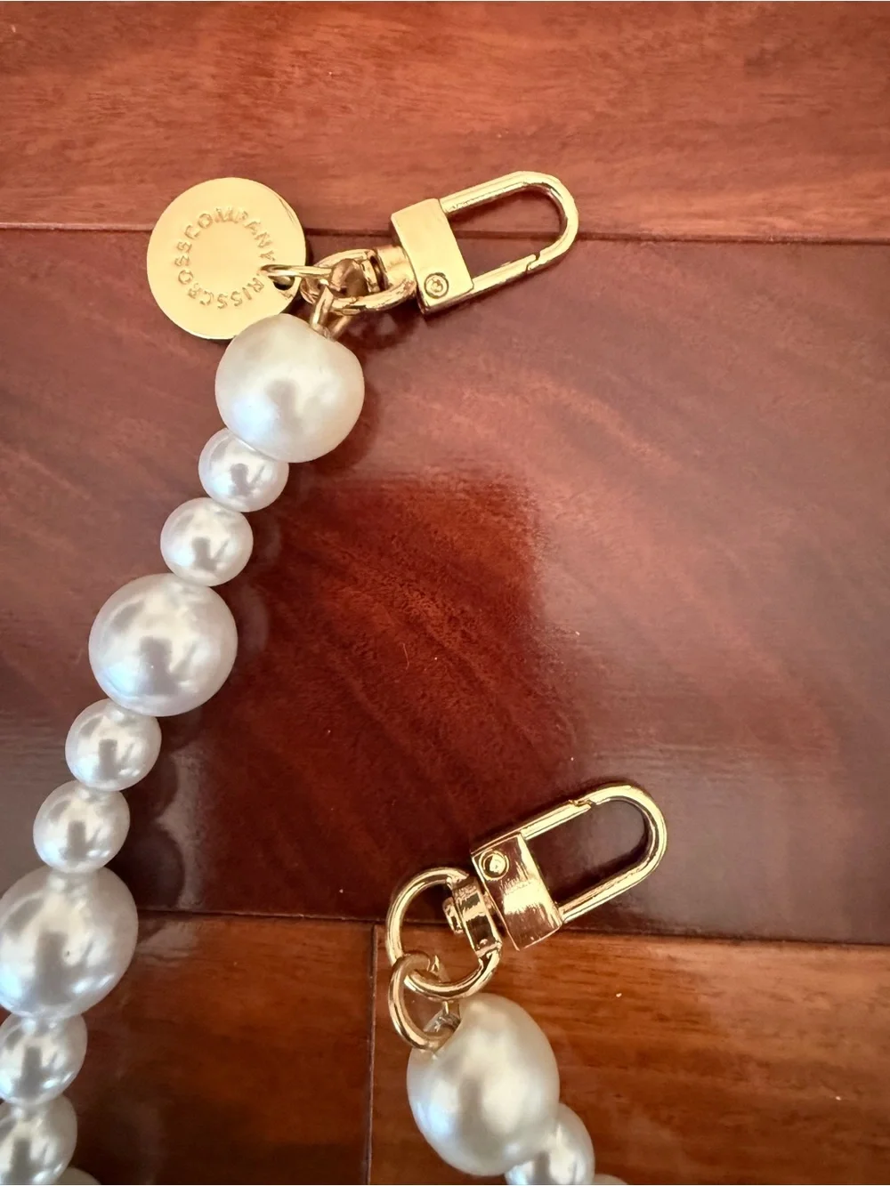 Gold-Hardware White Pearl Beaded Phone Chain - Women Accessories